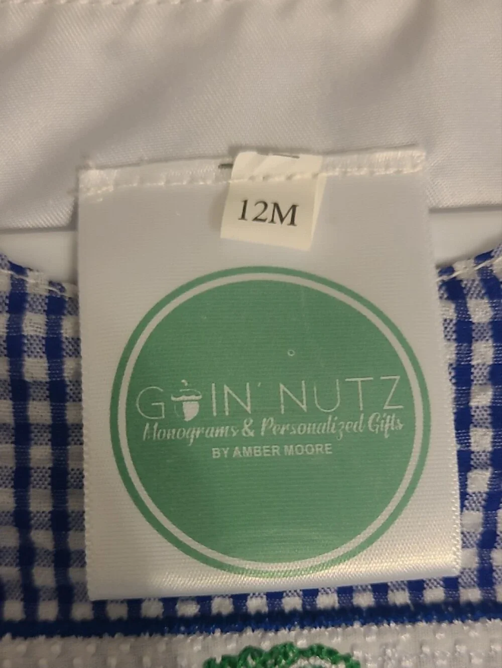 Goin' Nutz Personalized Baby Outfit - Blue & White Gingham